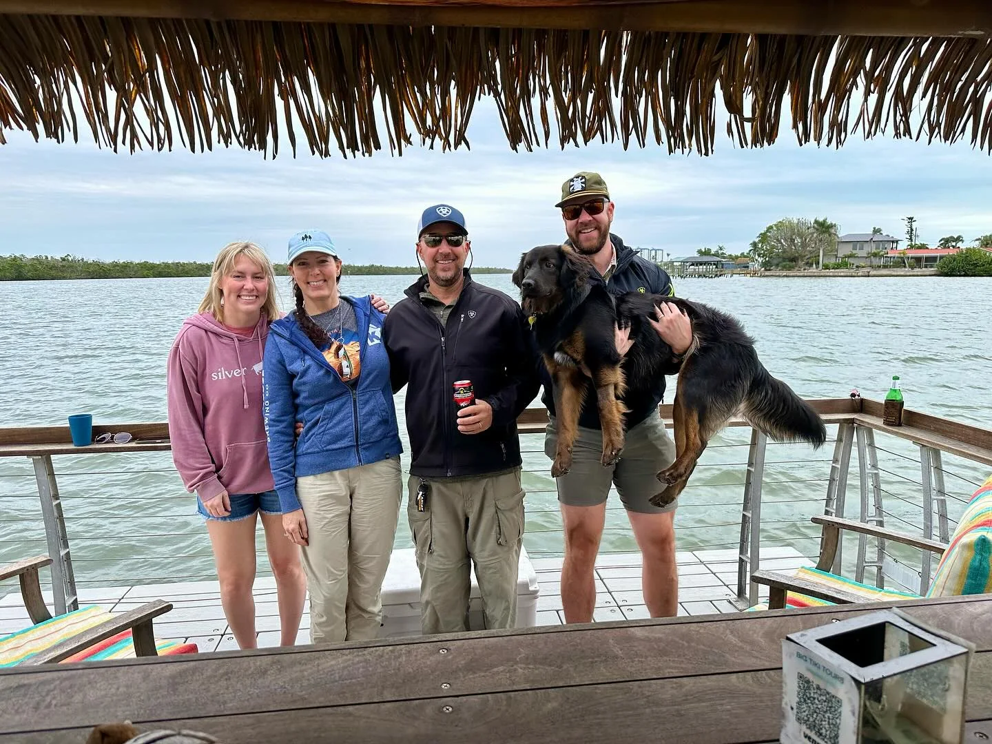 Private group with a dog aboard Big Tiki Tours in Southwest Florida