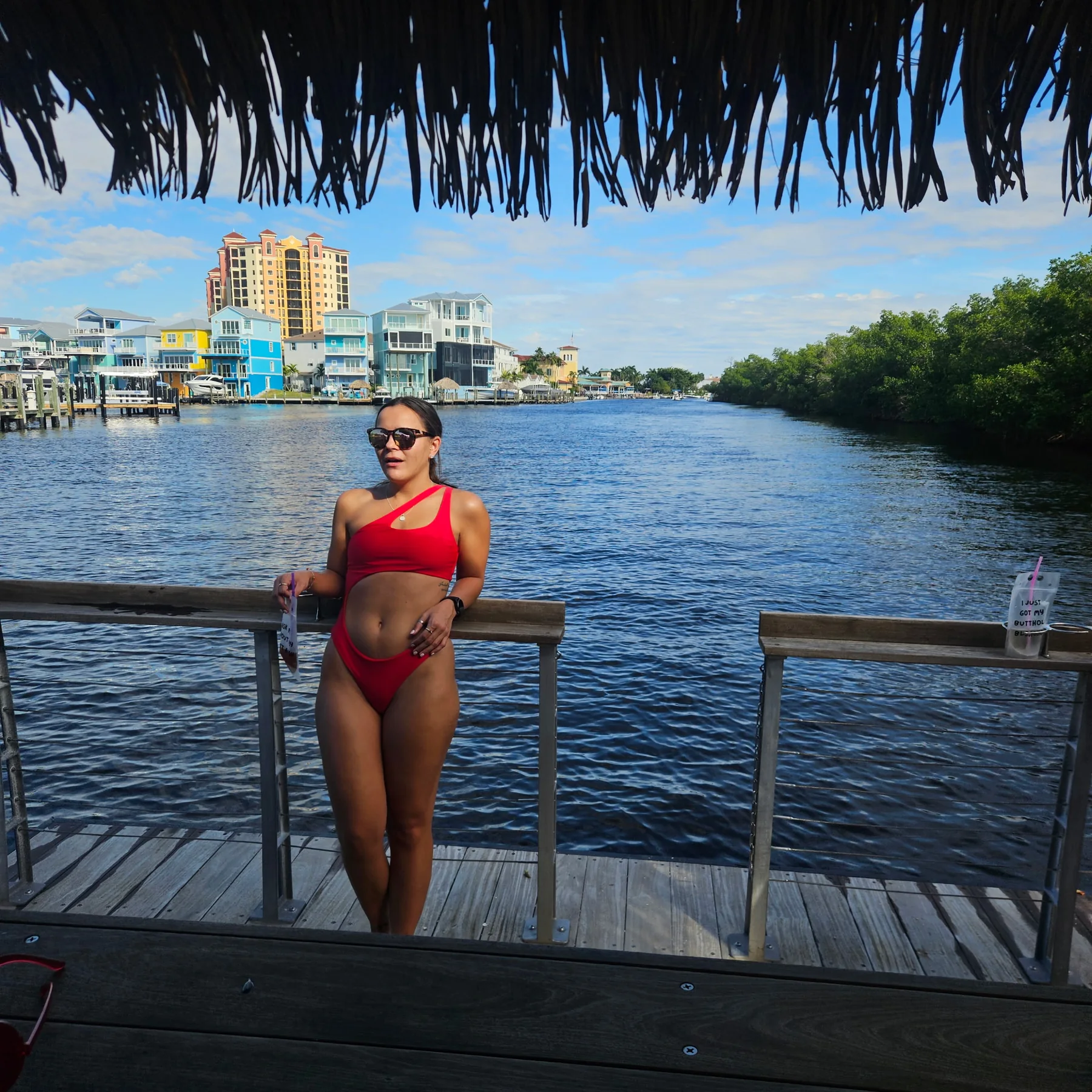 Guest relaxing aboard Big Tiki Tours while cruising Cape Coral waterways