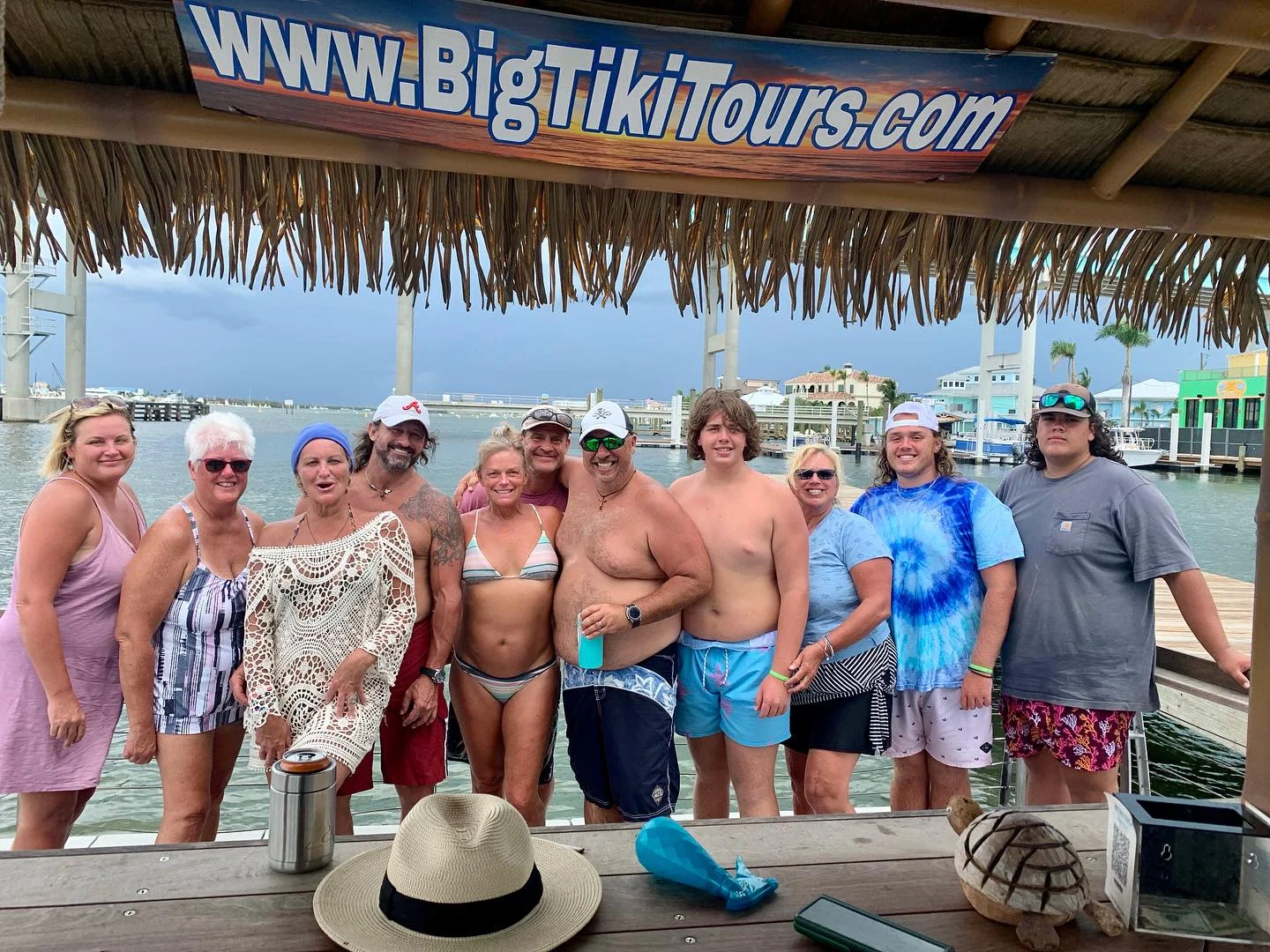 Friends enjoying a private Big Tiki boat day while visiting Southwest Florida