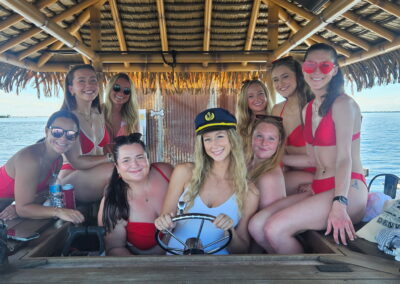 Bachelorette group on a tiki boat charter in Cape Coral