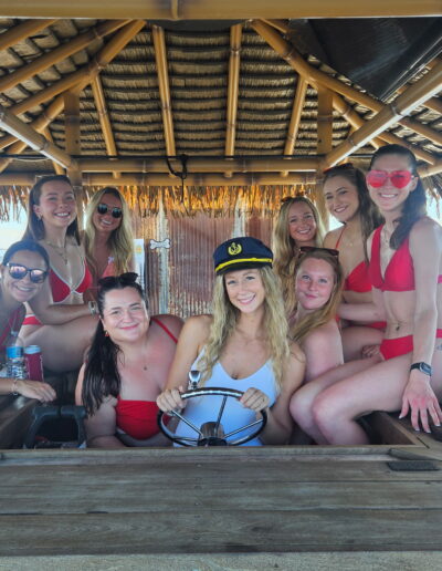 Bachelorette group on a tiki boat charter in Cape Coral