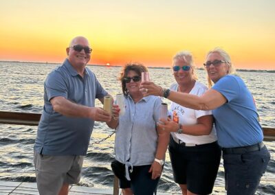 Tiki boat cruising Cape Coral with Family