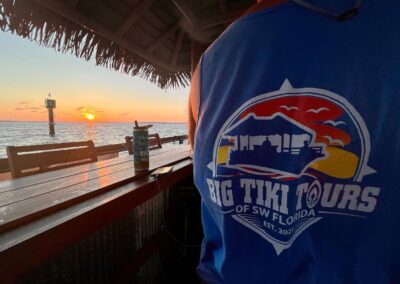 Sunset tiki boat tour in Cape Coral on calm water