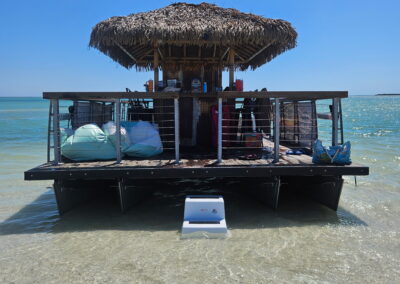 Tiki boat cleaned and prepared for the next charter