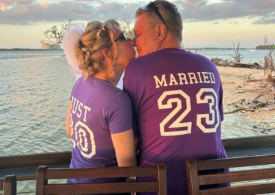 Couple enjoying a tiki boat cruise near Cape Coral